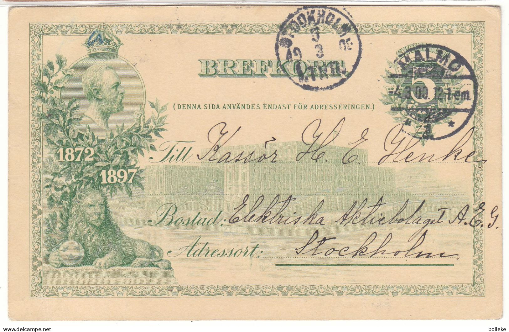 Suède - Carte Postale De 19000 - Entier Postal - Oblit Malmö - Exp Vers Stockholm - - Storia Postale