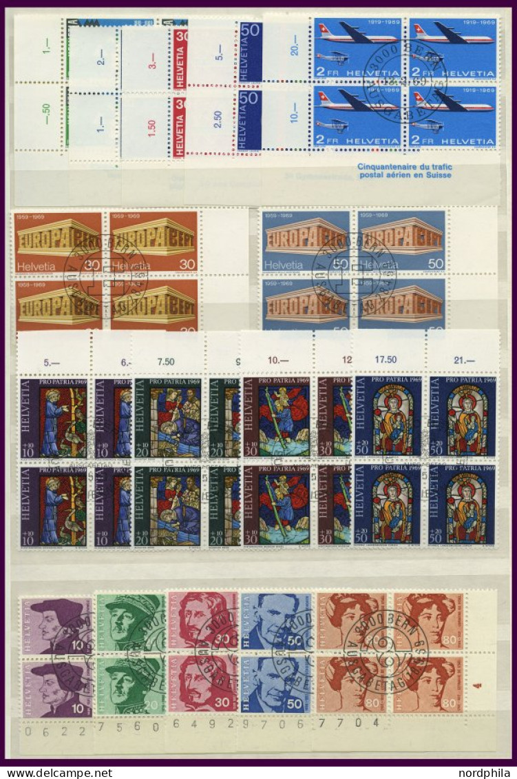 LOTS  VB o, 1962-71, saubere Partie verschiedener zentrisch gestempelter Viererblocks, nur komplette Ausgaben, Pracht, M