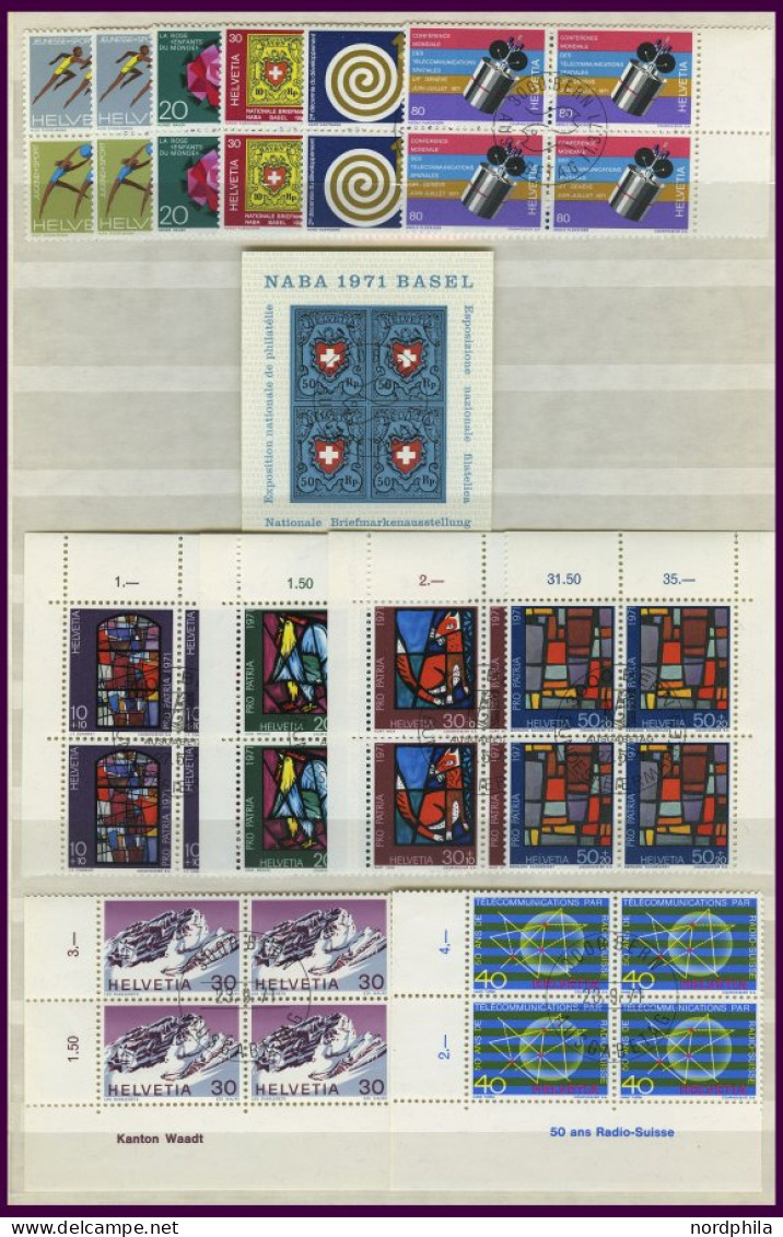 LOTS  VB o, 1962-71, saubere Partie verschiedener zentrisch gestempelter Viererblocks, nur komplette Ausgaben, Pracht, M