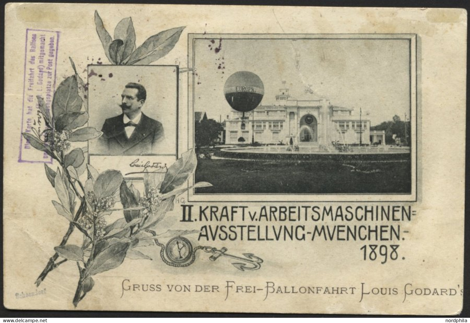 BALLON-FAHRTEN 1897-1916 15.8.1898, Freifahrt Des Ballons EUROPA Mit Kapitän Louis Godard, Aufstieg Am 1. Ausstellungsta - Fesselballons