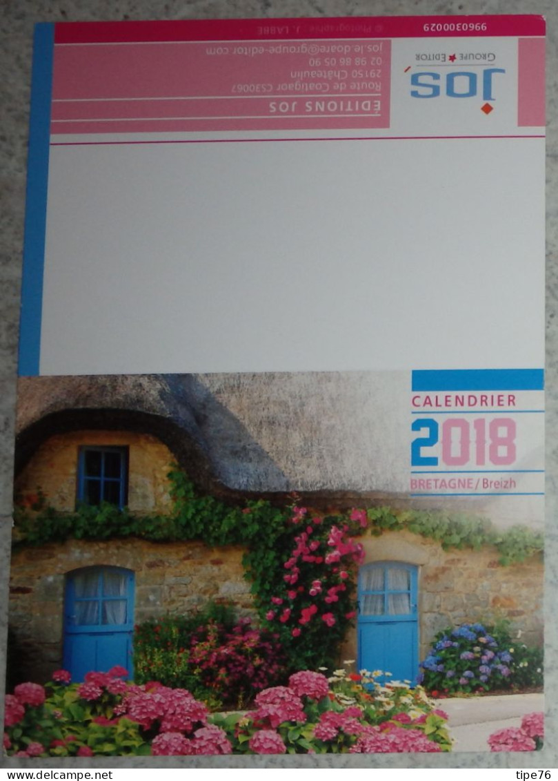 Petit Calendrier  De Poche  2018 Maison Fleurie Hortensias - JOS Châteaulin Finistère - Small : 2001-...