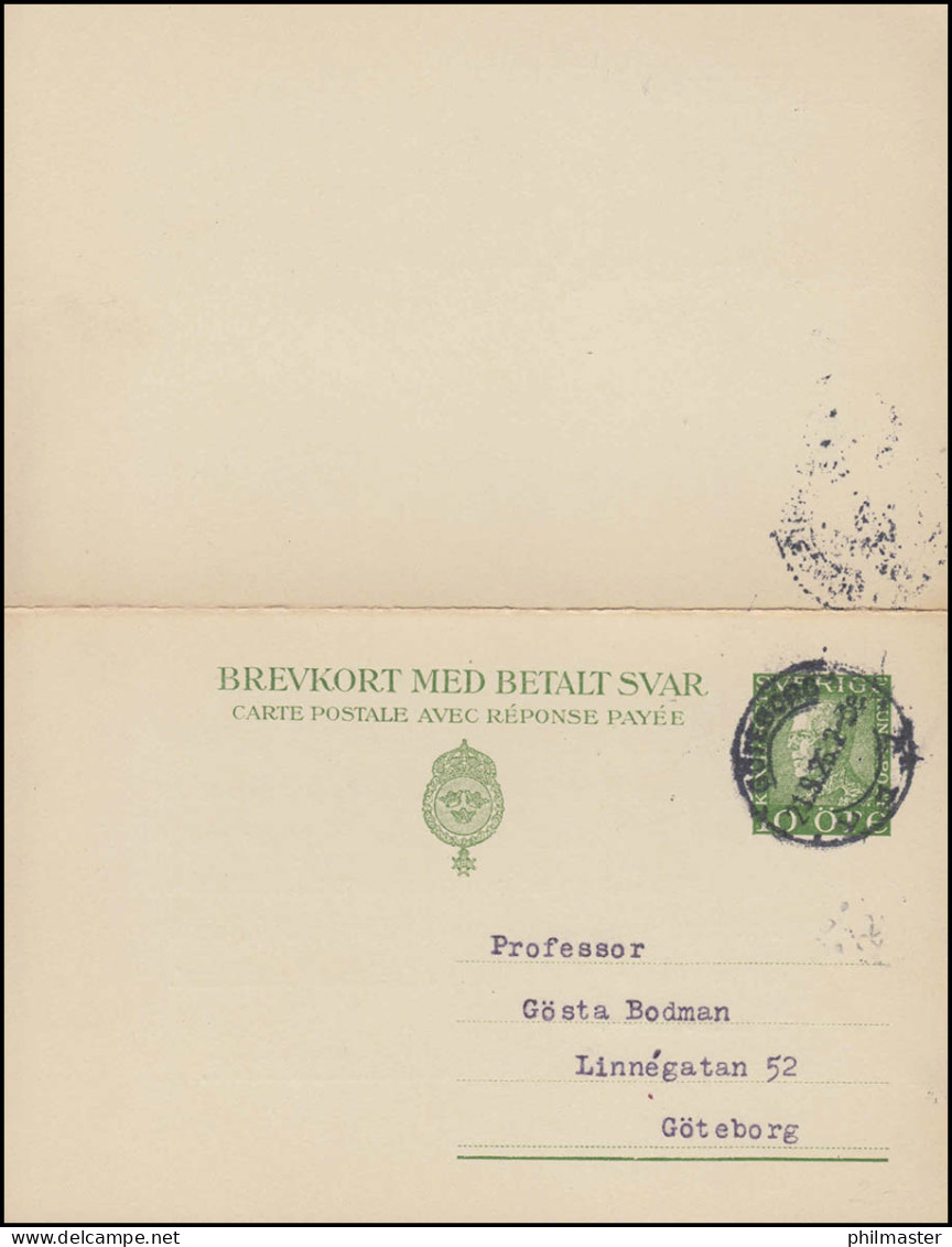 Postkarte P 43 Brevkort König Gustav 10/10 Öre, GÖTEBORG 21.9.1926 - Postal Stationery