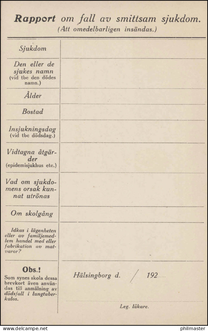 Postkarte P 37II Brevkort König Gustav Ohne Druckdatum, Vordruck ** Postfrisch - Disease