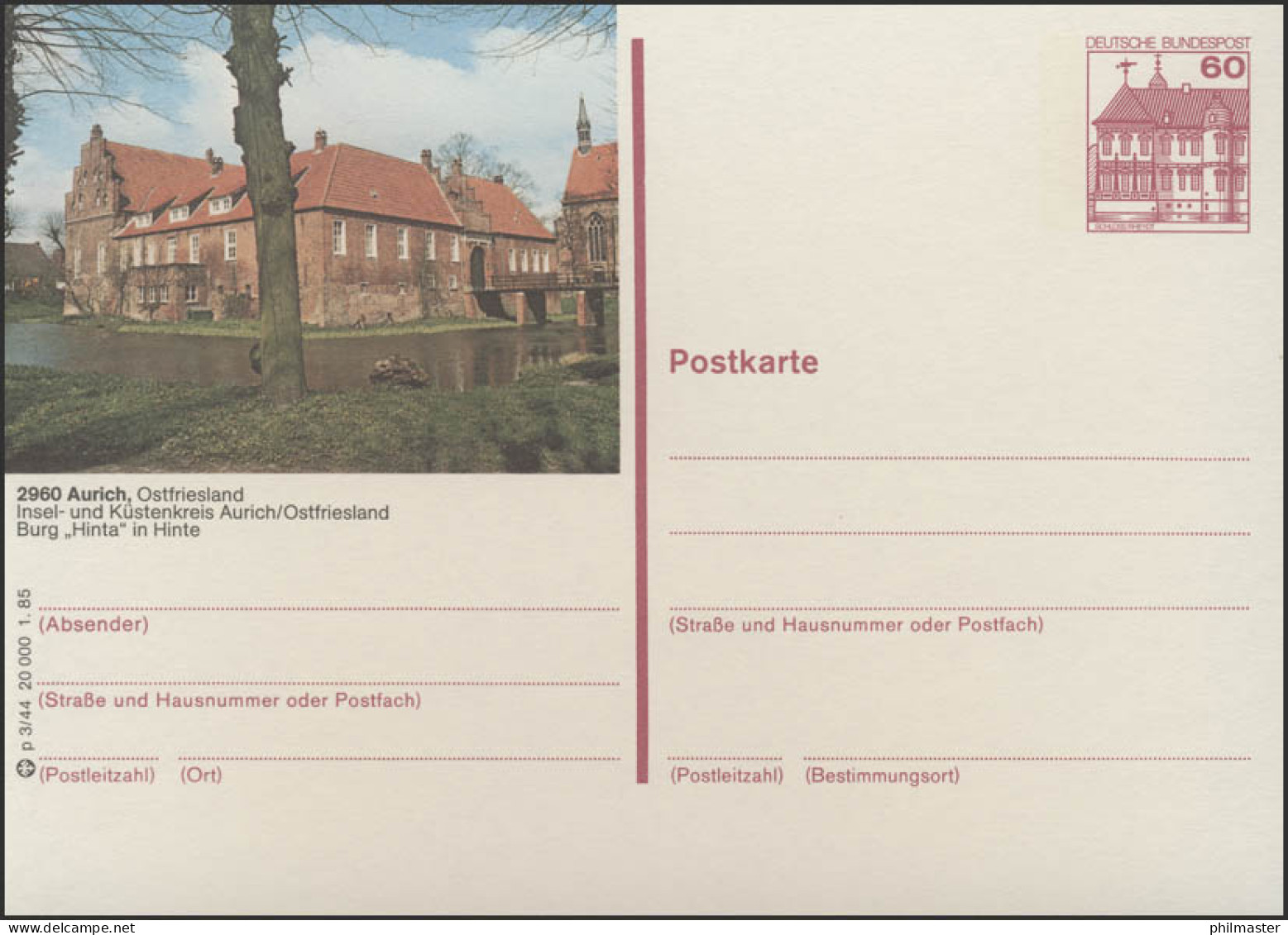 P138-p3/044 2960 Aurich / Ostfriesland, Wasserburg Hinta In Hinte ** - Cartes Postales Illustrées - Neuves