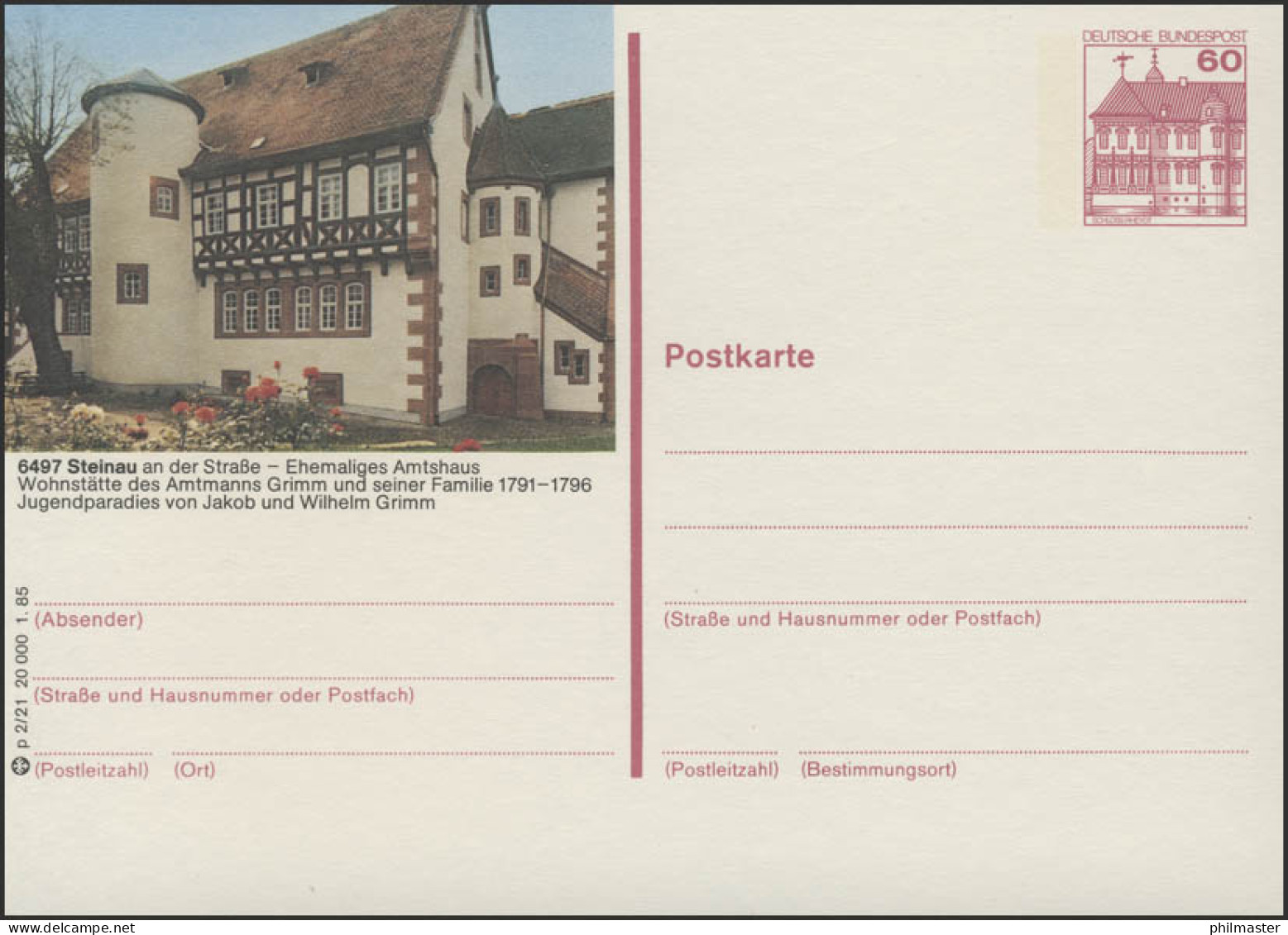 P138-p2/021 6497 Steinau, Amtshaus ** - Cartes Postales Illustrées - Neuves