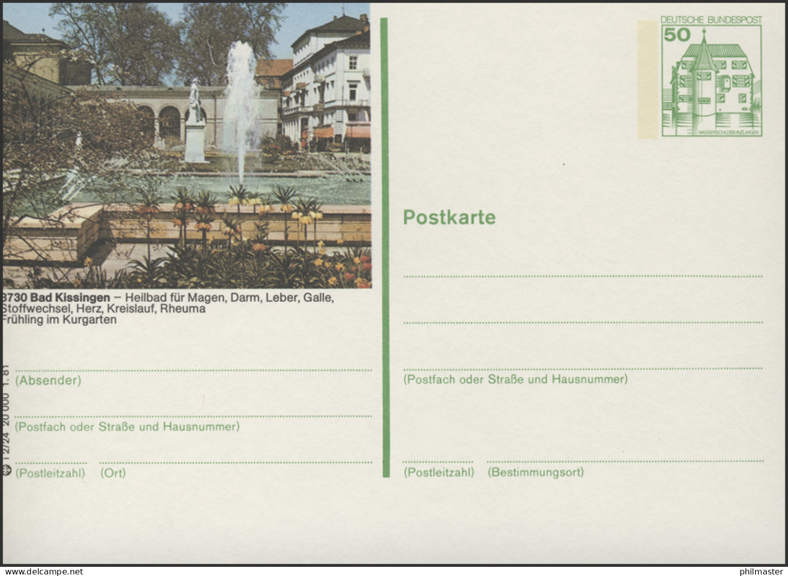 P134-i2/024 8730 Bad Kissingen, Kurgarten ** - Cartes Postales Illustrées - Neuves