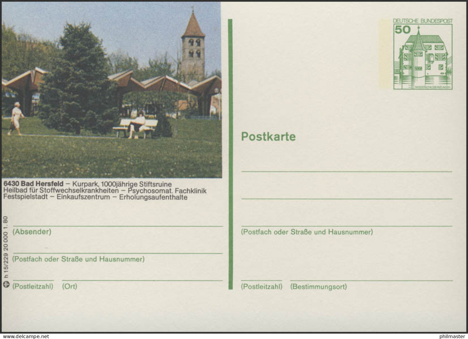 P130-h15/229 - 6430 Bad Hersfeld, Kurpark ** - Cartes Postales Illustrées - Neuves