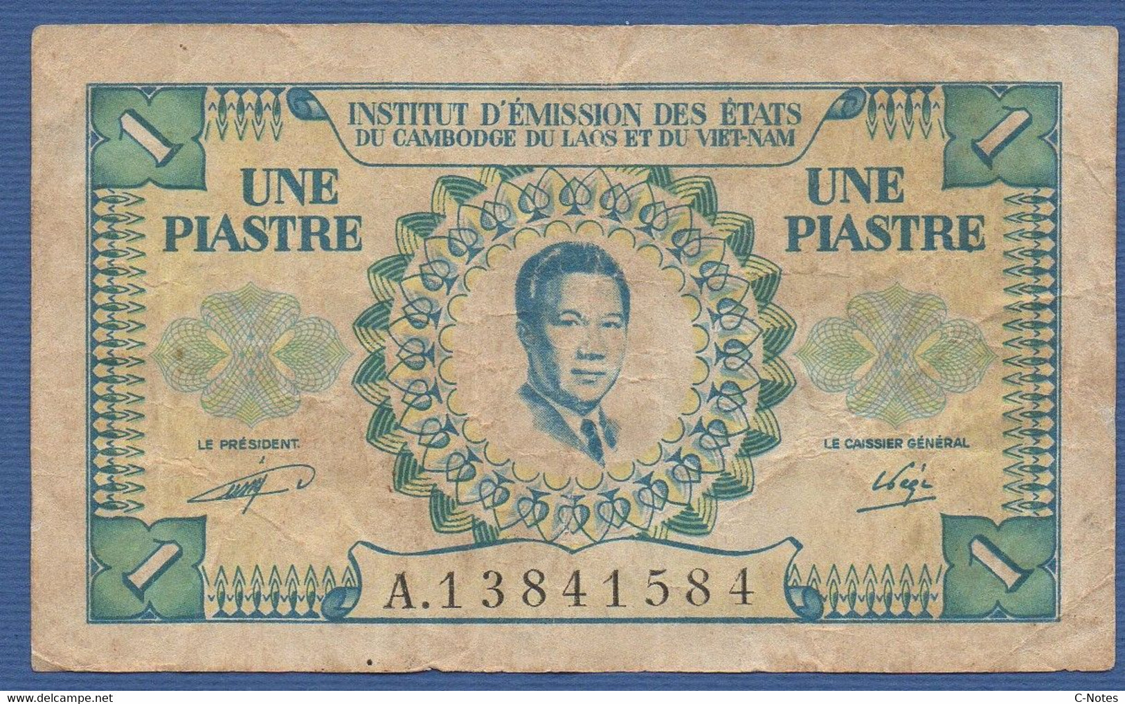 FRENCH INDOCHINA - P.104 –  1 Piastre ND (1953)  Circulated  Serie A.13841584 - Indochine