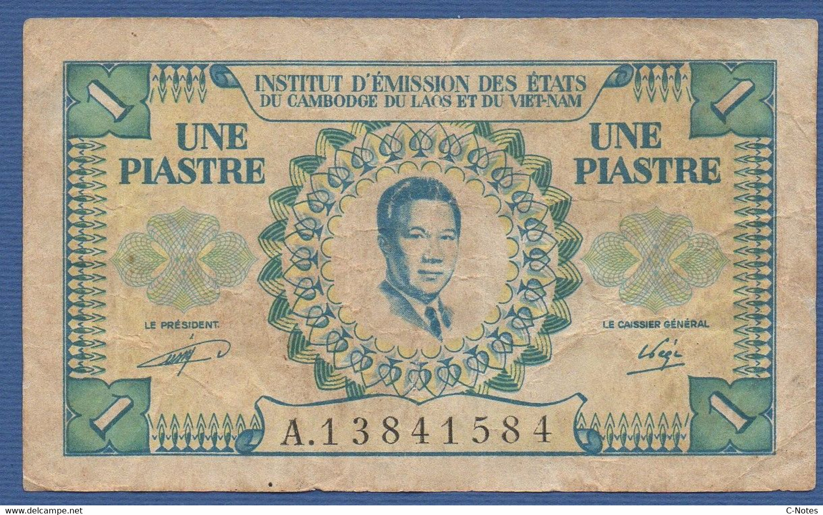 FRENCH INDOCHINA - P.104 –  1 Piastre ND (1953)  Circulated  Serie A.13841584 - Indocina