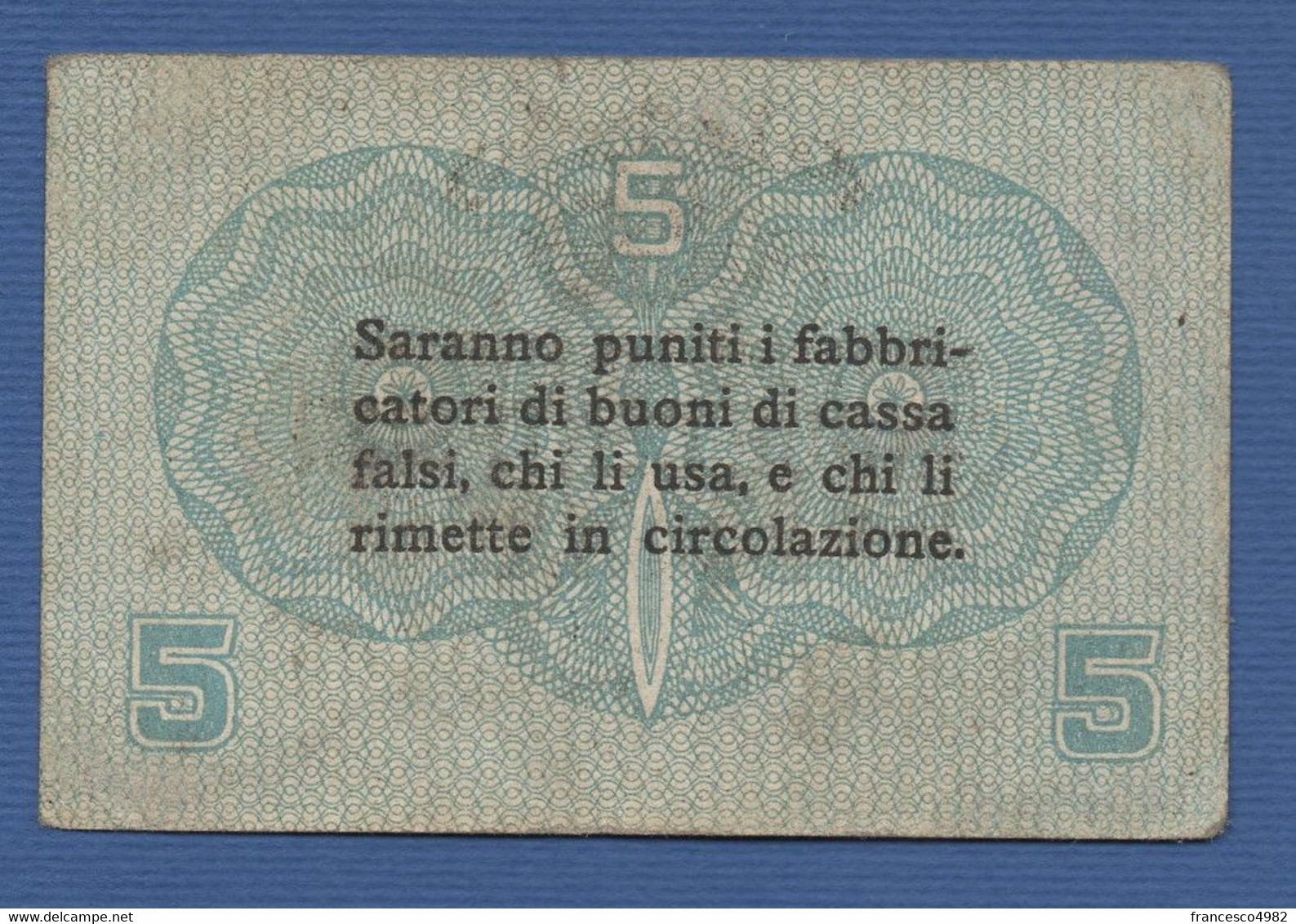 ITALY - Cassa Veneta Dei Prestiti - P.M1 – 5 Centesimi Di Lire 1918 -  CIRCOLATA - Sonstige & Ohne Zuordnung