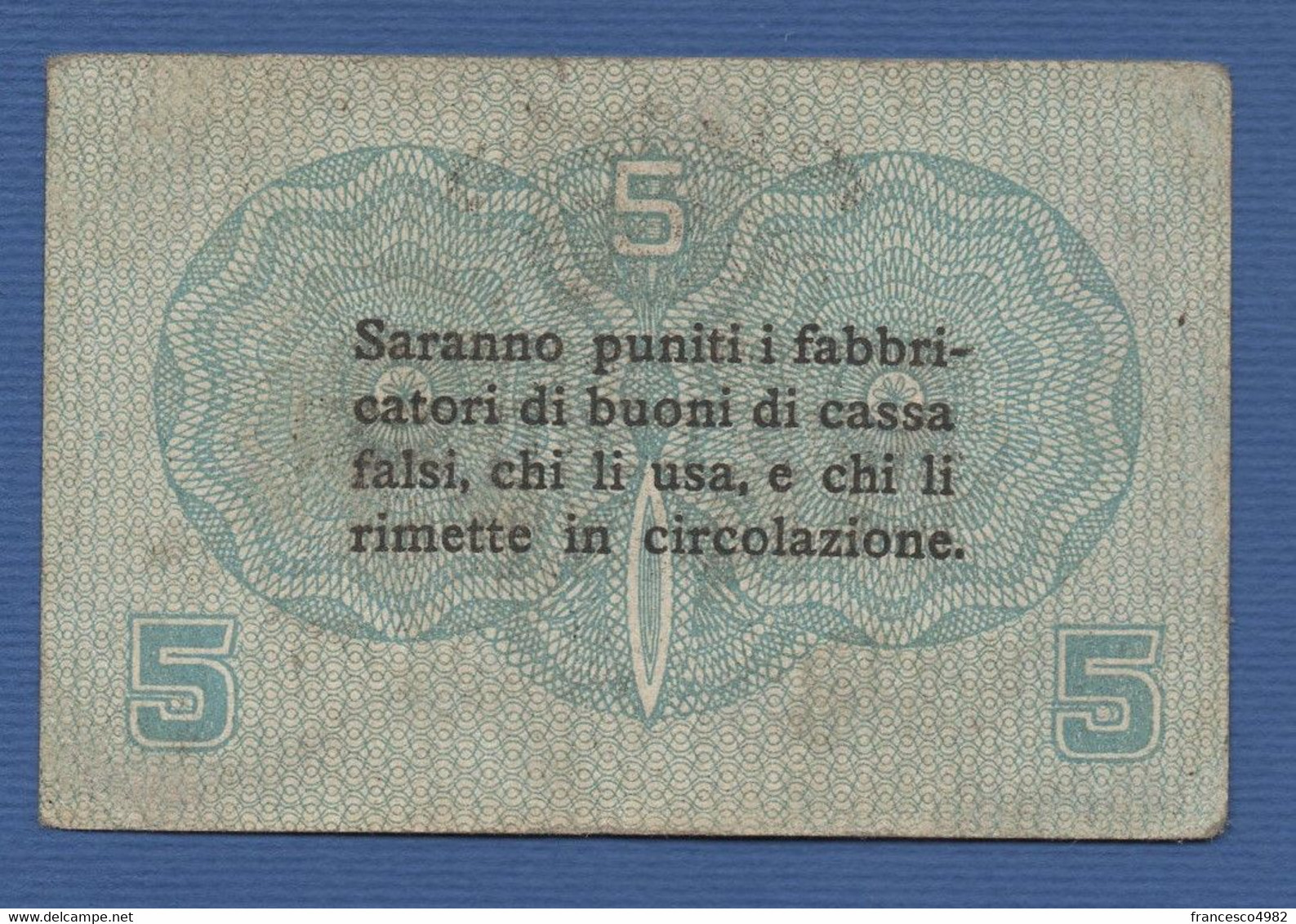ITALY - Cassa Veneta Dei Prestiti - P.M1 – 5 Centesimi Di Lire 1918 -  CIRCOLATA - Otros & Sin Clasificación