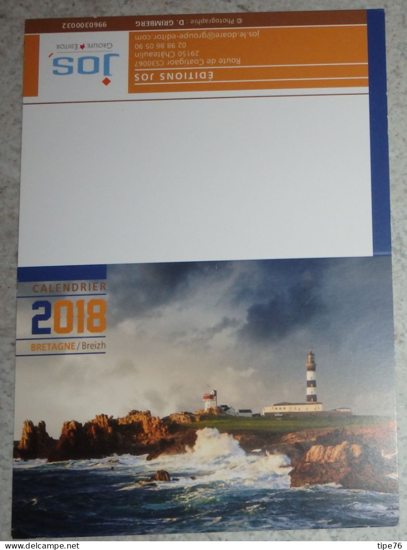 Petit Calendrier  De Poche  2018 Phare Du Créac'h Ouessant - JOS Châteaulin Finistère - Petit Format : 2001-...