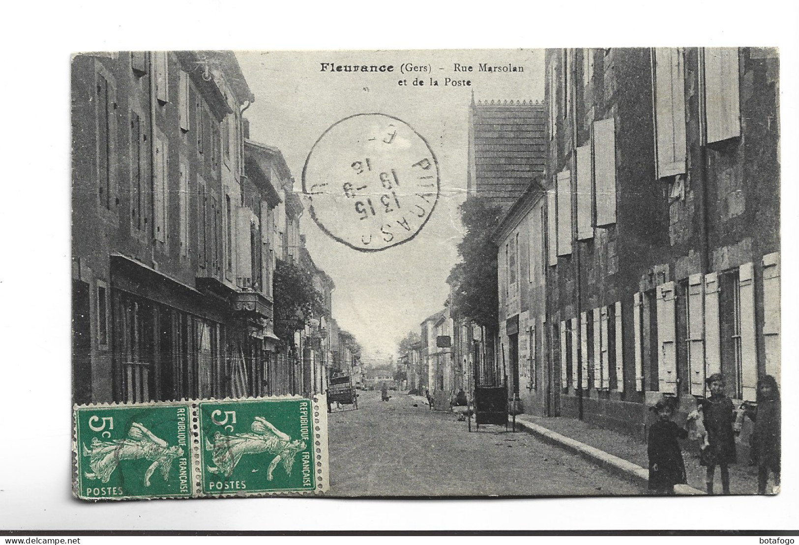 CPA DPT 32  FLEURANCE , RUE MARSOLAN  ET DE LA POSTE En 1916! - Fleurance