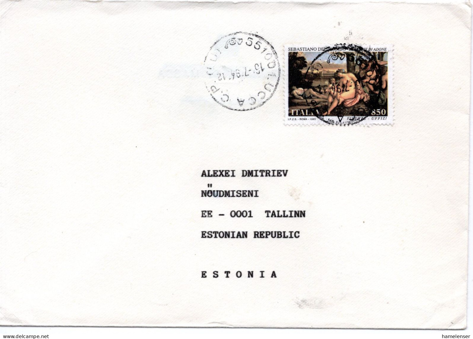 76553 - Italien - 1994 - 850L Gemaelde EF A Bf LUCCA -> TALLINN (Estland) - 1991-00: Poststempel