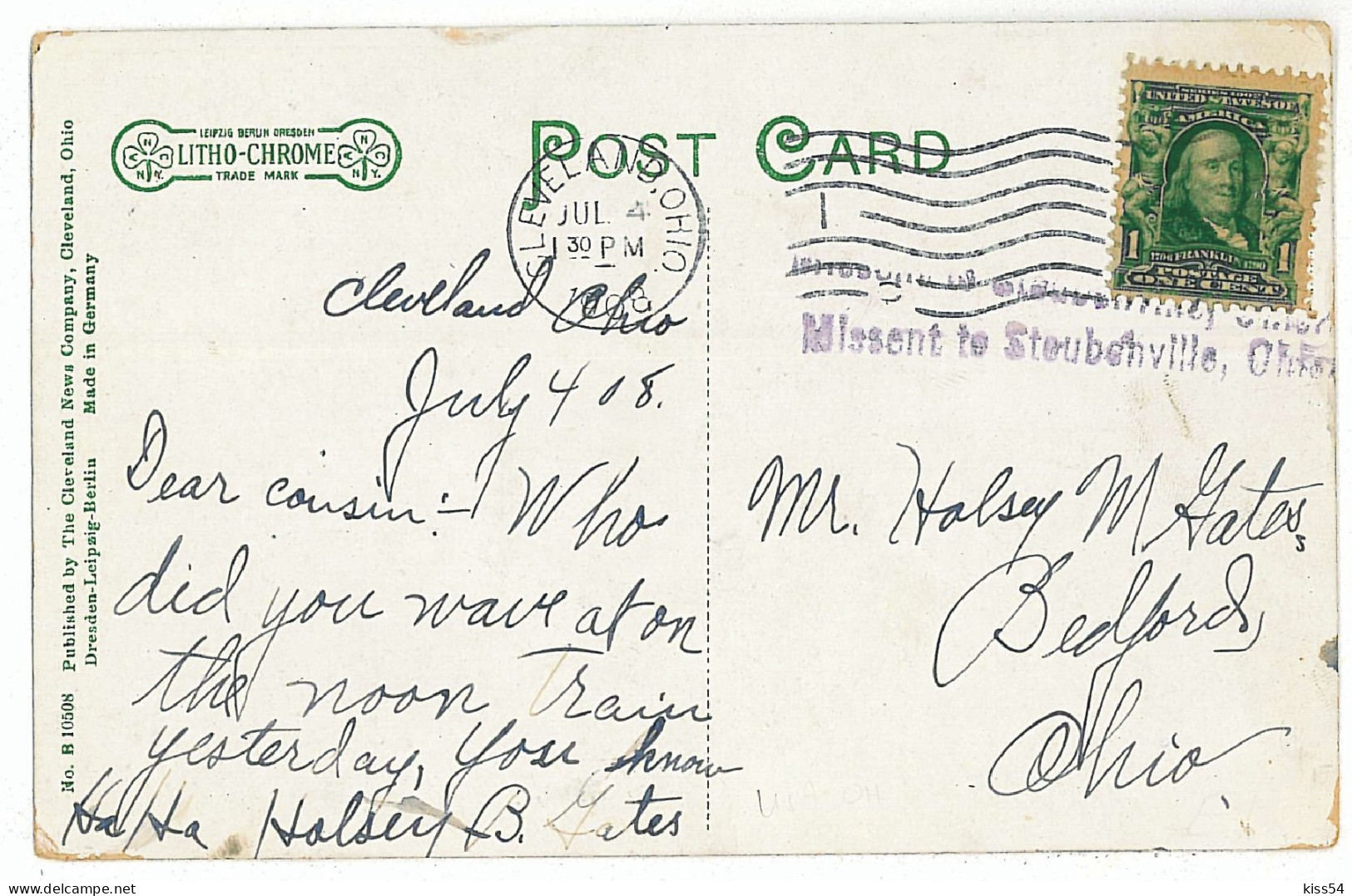 US 14 - 6045 CLEVELAND, Edgwater Beach - Old Postcard - Used - 1908 - Cleveland