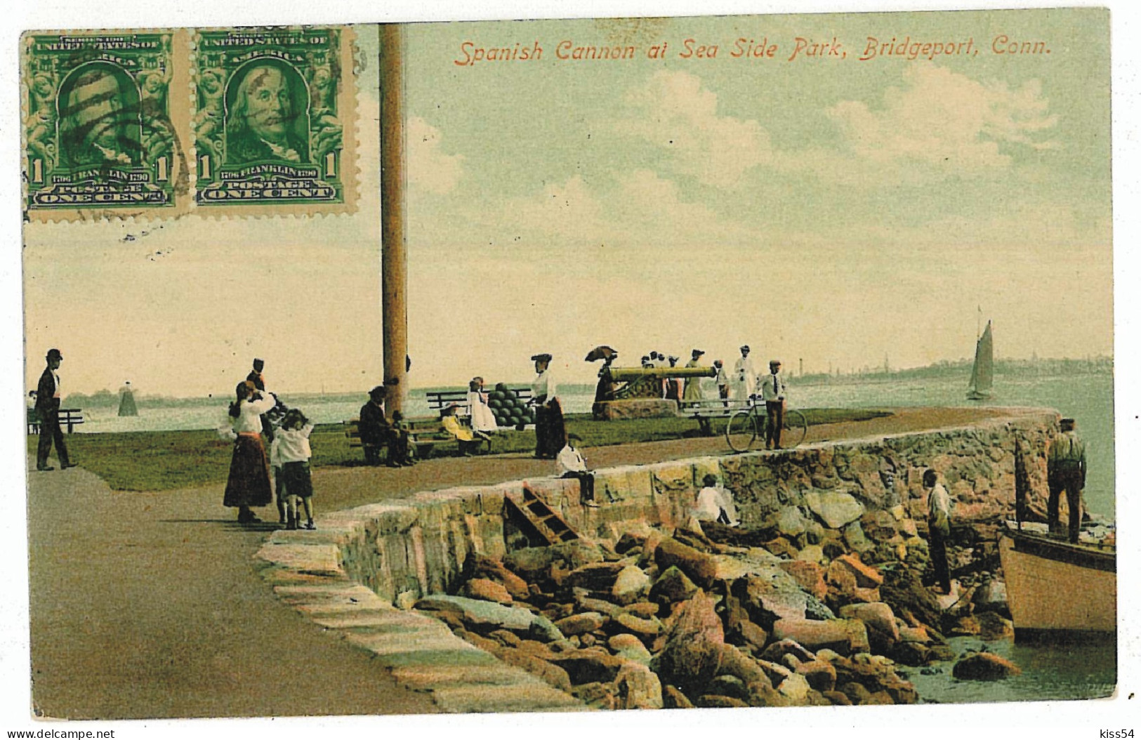 US 14 - 6067 BRIDGEPORT, Spanish Cannon At Sea Side Park - Old Postcard - 1909 - TCV - Bridgeport