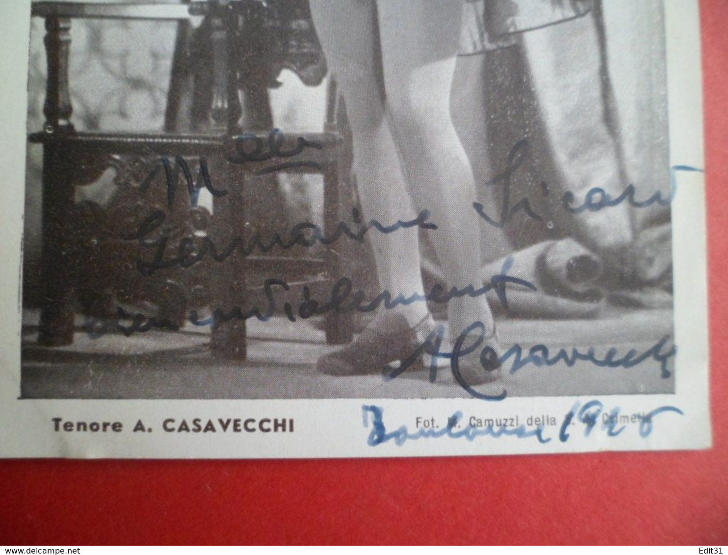 Photo Photogravure 1946 Dédicacée Autographe Ténor A. CASAVECCHI - Opéra - Italie - Capitole De Toulouse - Signed Photographs