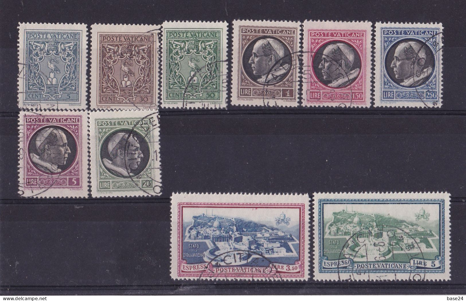 1945 Vaticano Vatican MEDAGLIONCINI Serie Di 10 Valori Usati Con Gomma, USED With Gum - Used Stamps