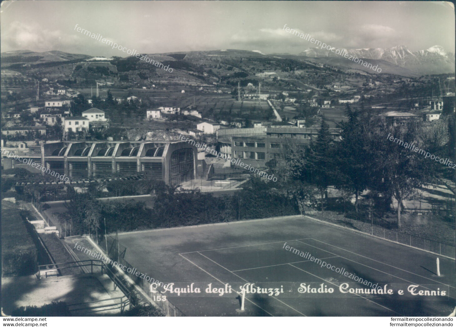 Aa747 Cartolina L'aquila Degli Abruzzi Stadio Comunale E Tennis - L'Aquila