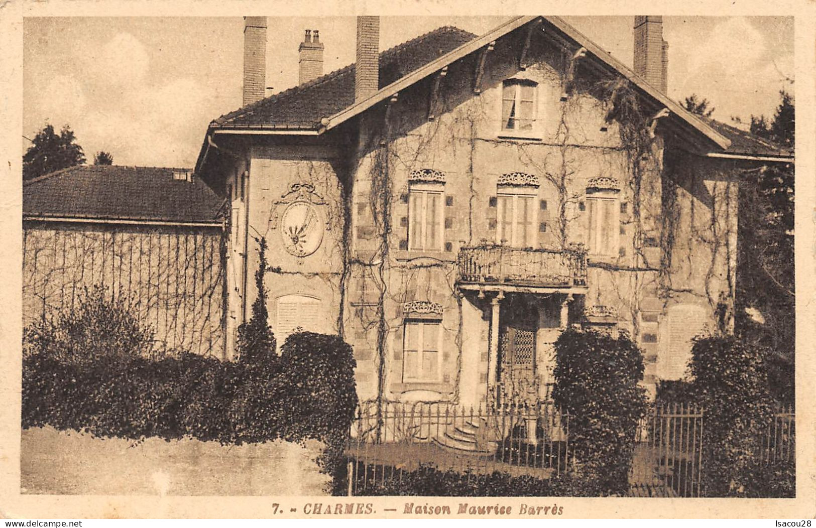 88 - CHARMES  - CPA 7 - MAISON DE MAURICE BARRES - TIMBREE CIRCULEE VOIR SCANS - Charmes