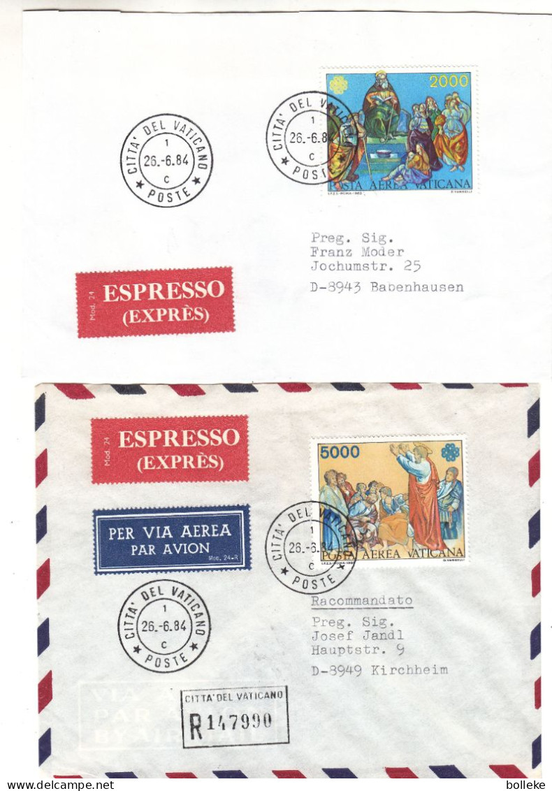 Vatican - Lettre Exprès De 1984 - Oblit Citta Del Vaticano - Exp Vers Kirchheim - Cachet De Remscheid Schab - - Covers & Documents