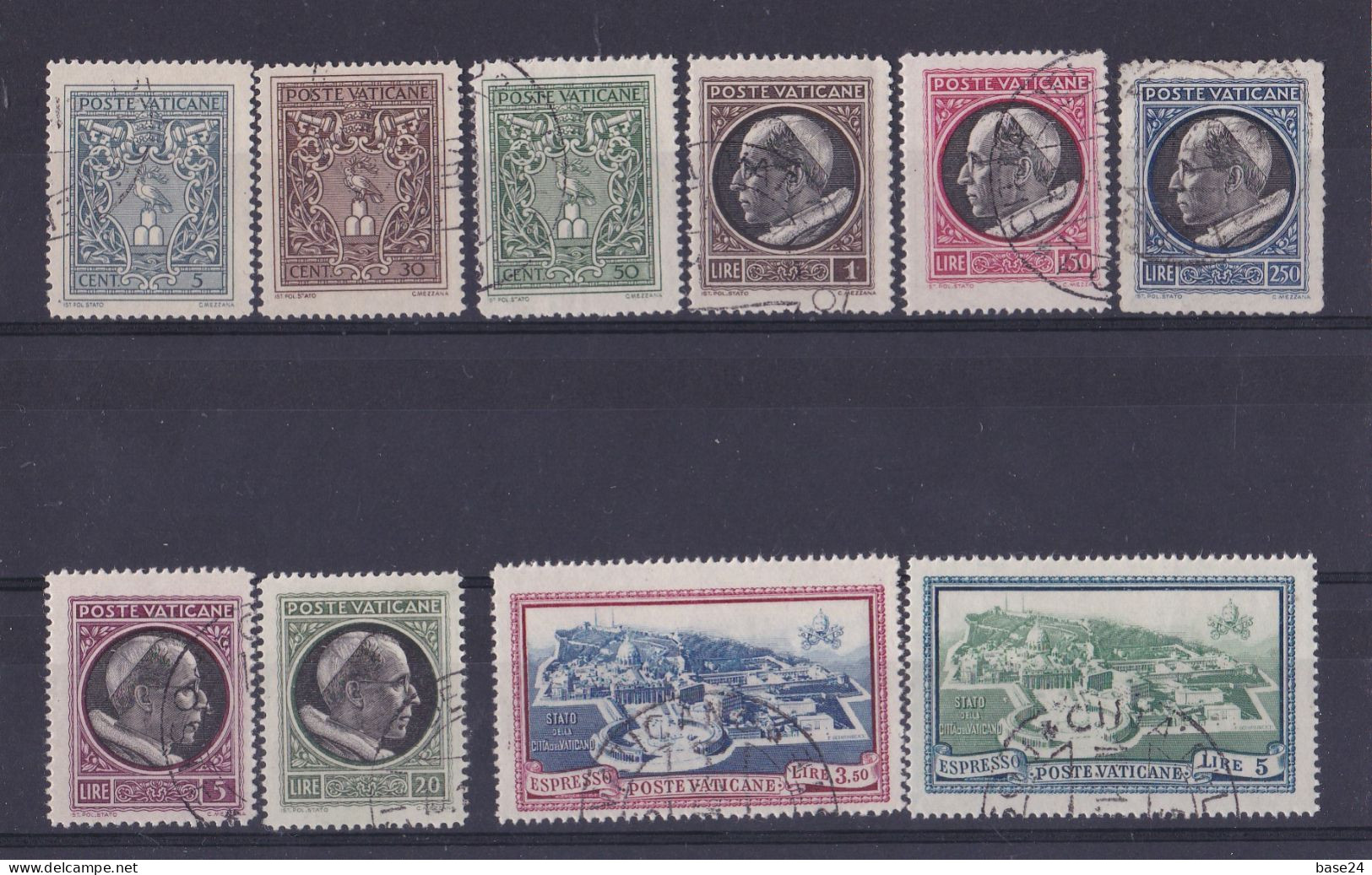 1945 Vaticano Vatican MEDAGLIONCINI Serie Di 10 Valori Usati Con Gomma, USED With Gum - Used Stamps