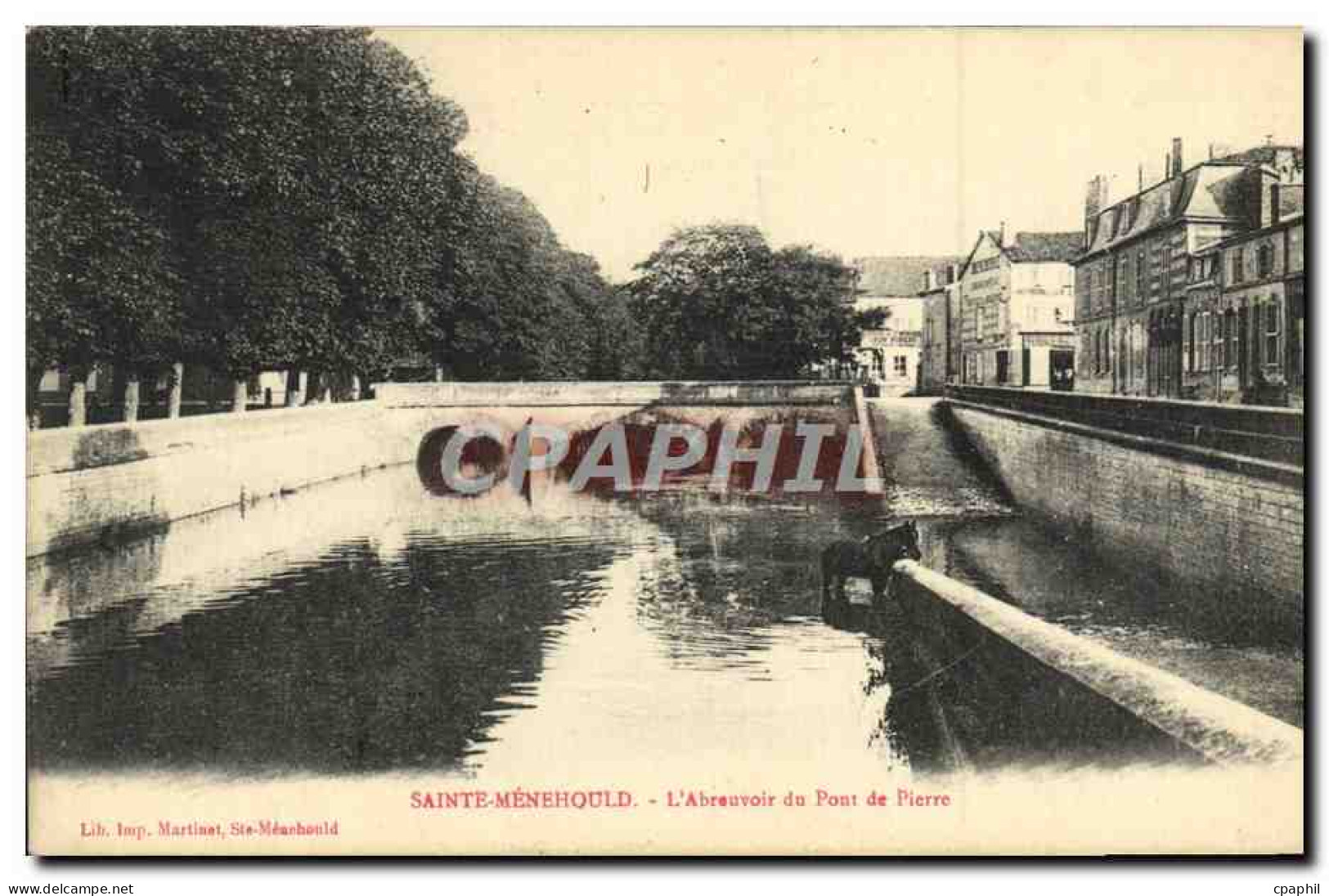 CPA Sainte Menehould L&#39Abreuvoir Du Pont De Pierre Cheval - Sainte-Menehould