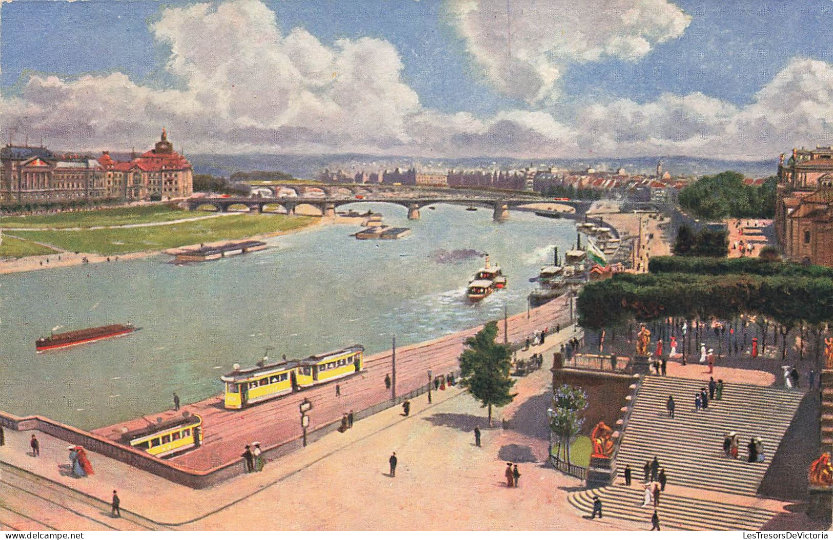 ALLEMAGNE - Dresden - Ministerien - Elbeblick Und Brühl'sche - Terrasse - Carte Postale Ancienne - Dresden