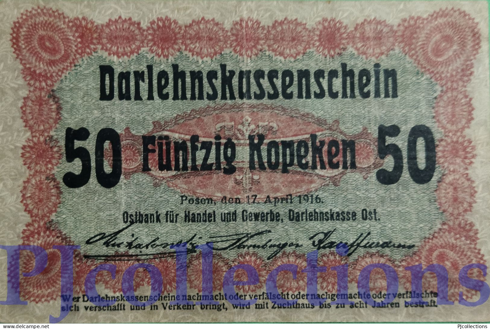 GERMANY 50 KOPEKS 1916 PICK R121 VF - 1° Guerra Mondiale