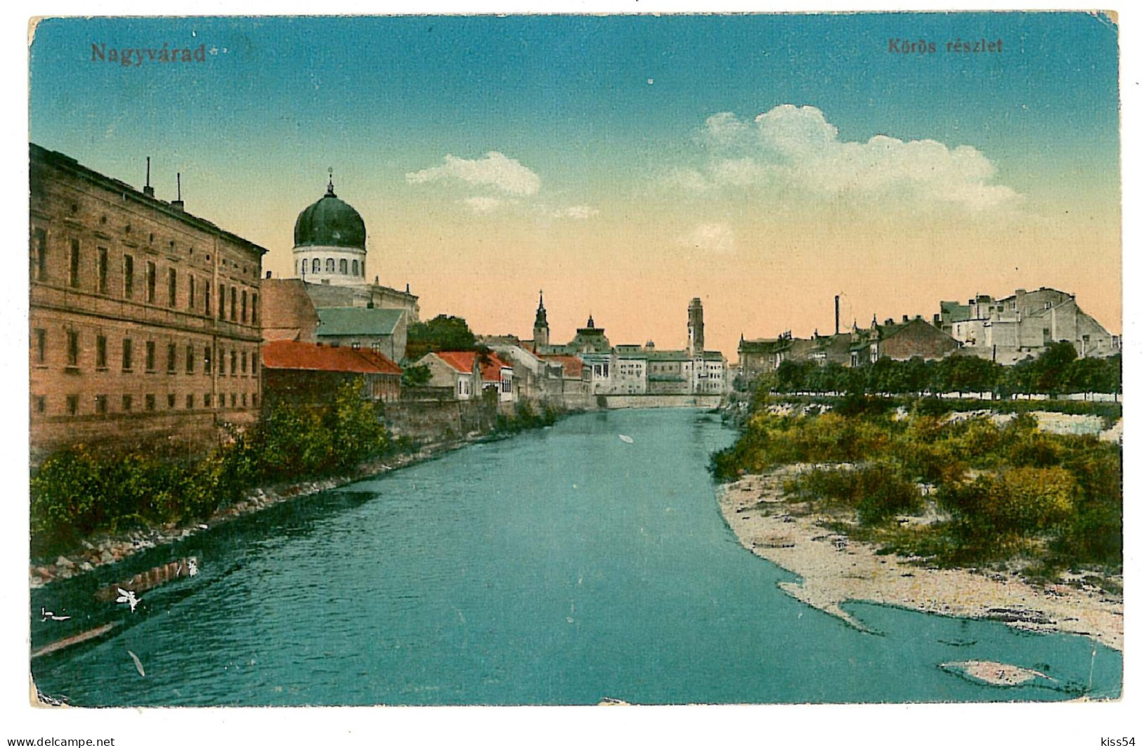 RO 52 - 2960 ORADEA, Synagogue, River Cris, Romania - Old Postcard - Used - 1917 - Romania