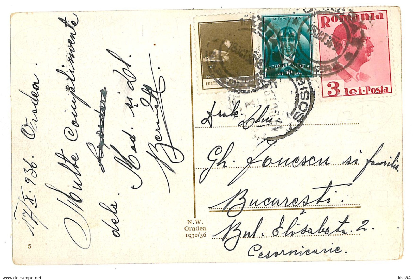RO 52 - 2754 ORADEA, Synagogue And River Cris, Romania - Old Postcard - Used - 1936 - Romania