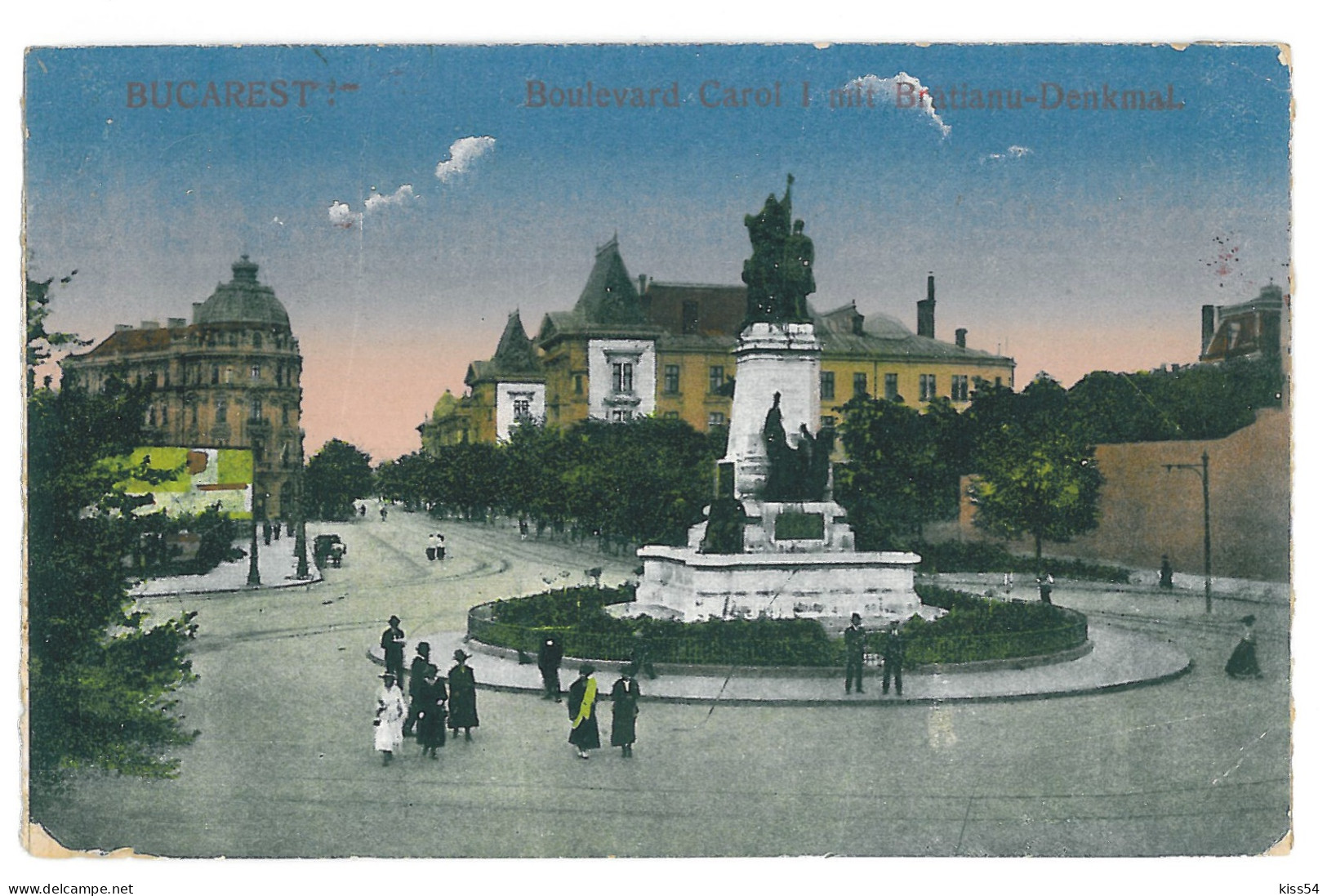 RO 52 - 15652 BUCURESTI, Bratianu Statue, Romania - Old Postcard, CENSOR - Used - 1918 - Rumania