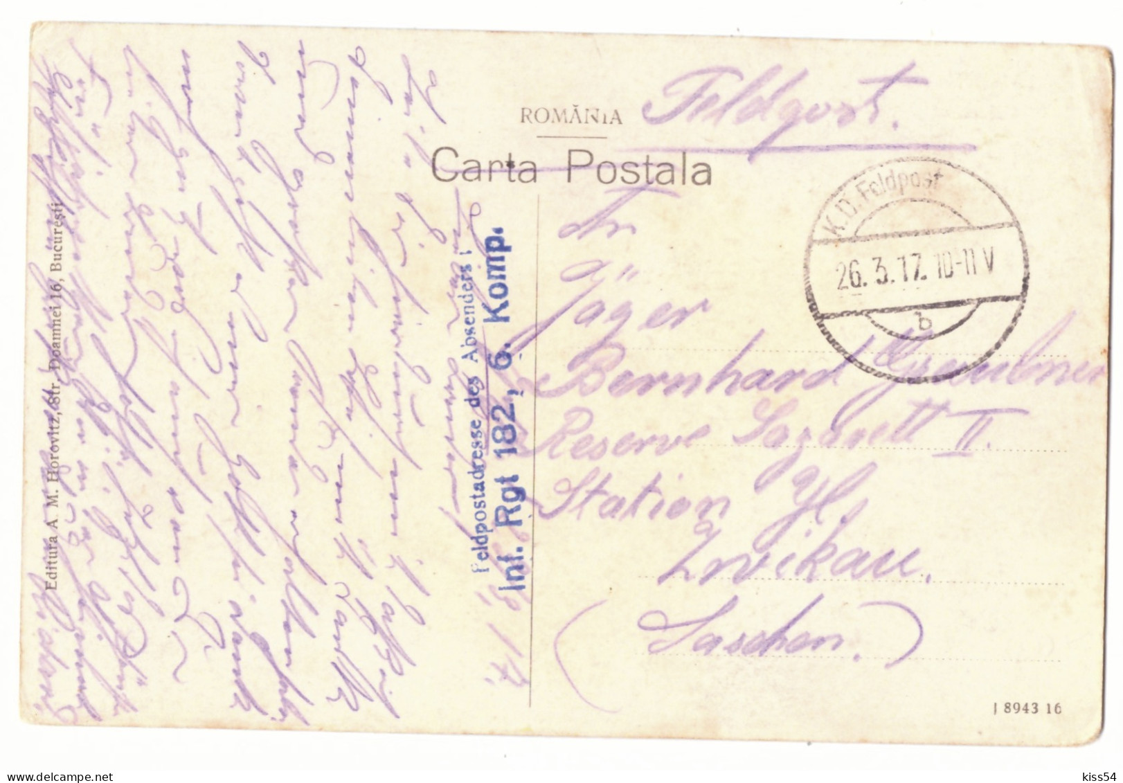 RO 52 - 19911 RM. VALCEA, Ave. Tudor Vladimirescu, Romania - Old Postcard, CENSOR - Used - 1917 - Roumanie