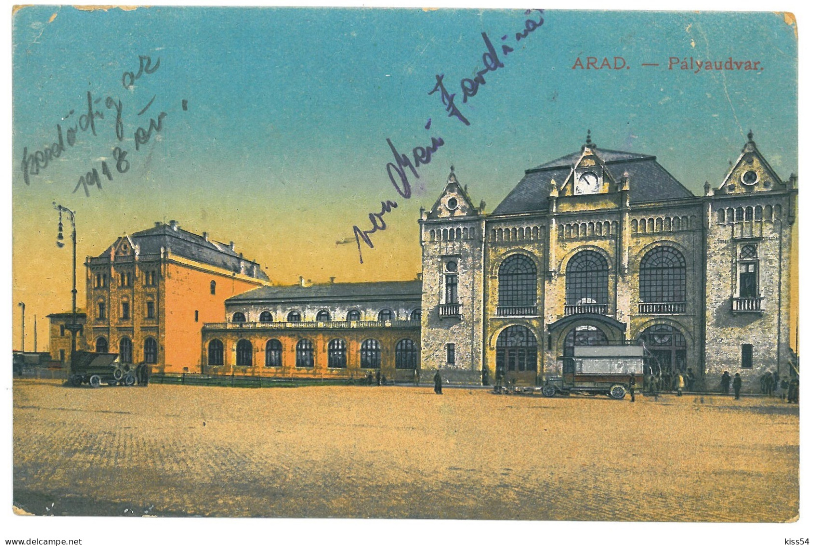 RO 52 - 20319 ARAD, Railway Station, Omnibus, Romania - Old Postcard - Used - 1918 - Roumanie