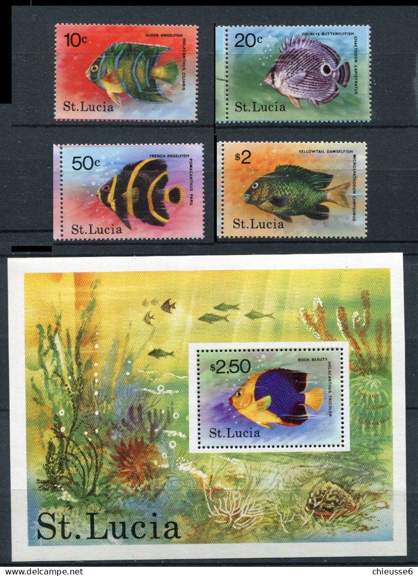 Ste Lucie ** N° 440 à 443 - Bloc 14 - Poissons - St.Lucie (1979-...)