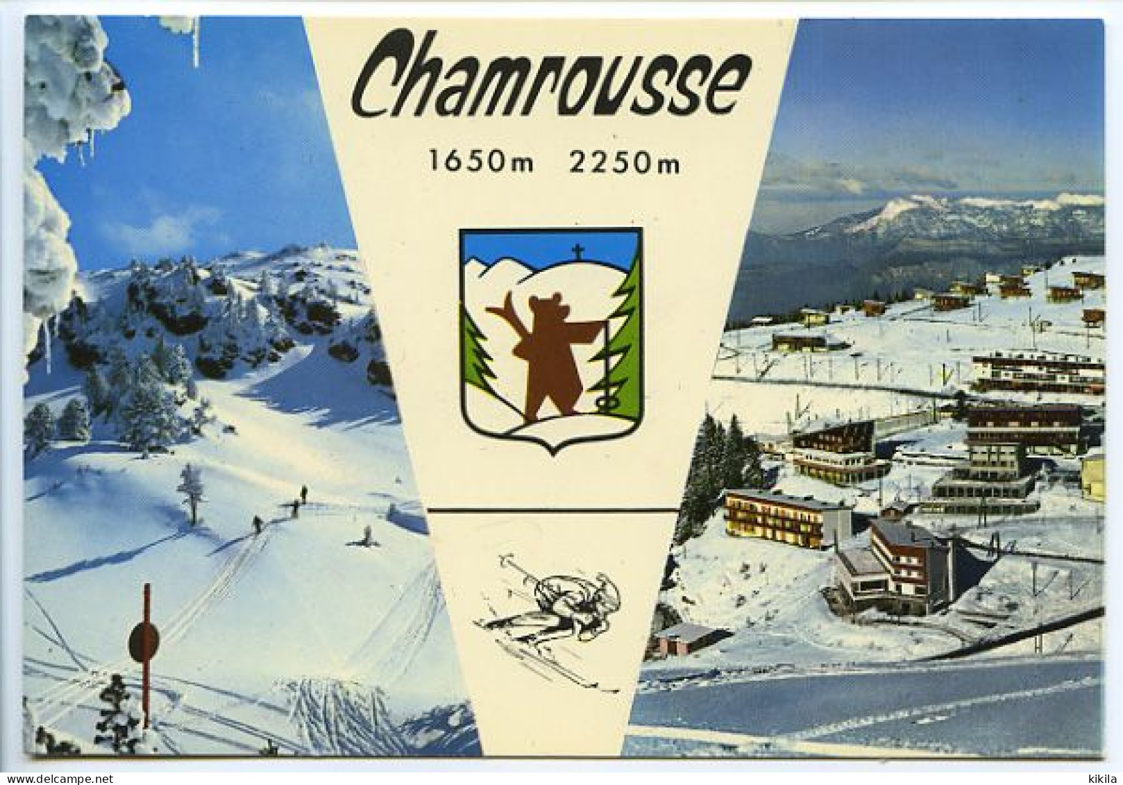 CPSM 10,5 X 15  Isère CHAMROUSSE  Pistes De Ski Et La Station - Chamrousse