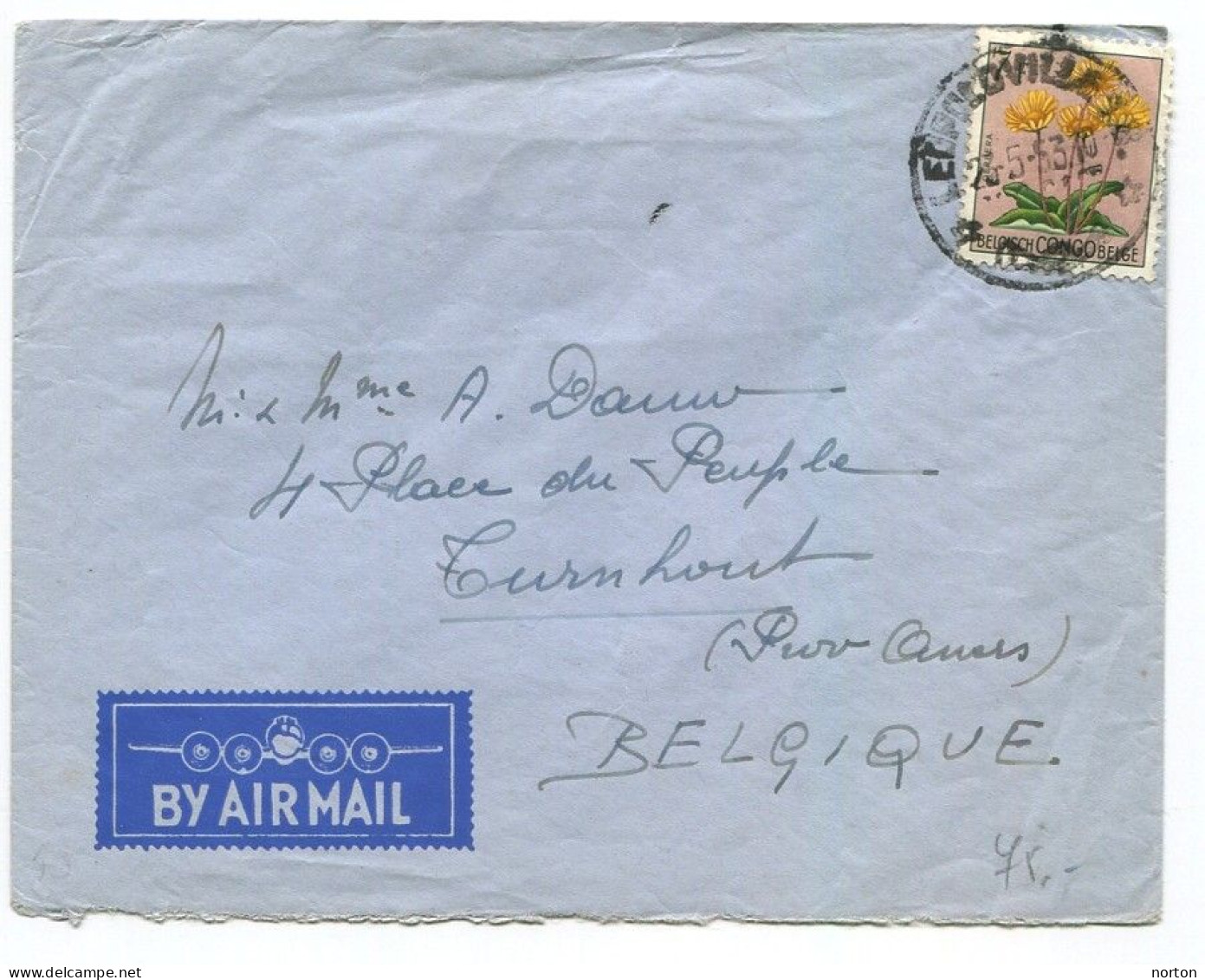 Congo Léopoldville 1 Oblit. Keach 10(.B.) Sur C.O.B. 318 Sur Lettre Vers Turnhout Le 23/05/1953 - Brieven En Documenten