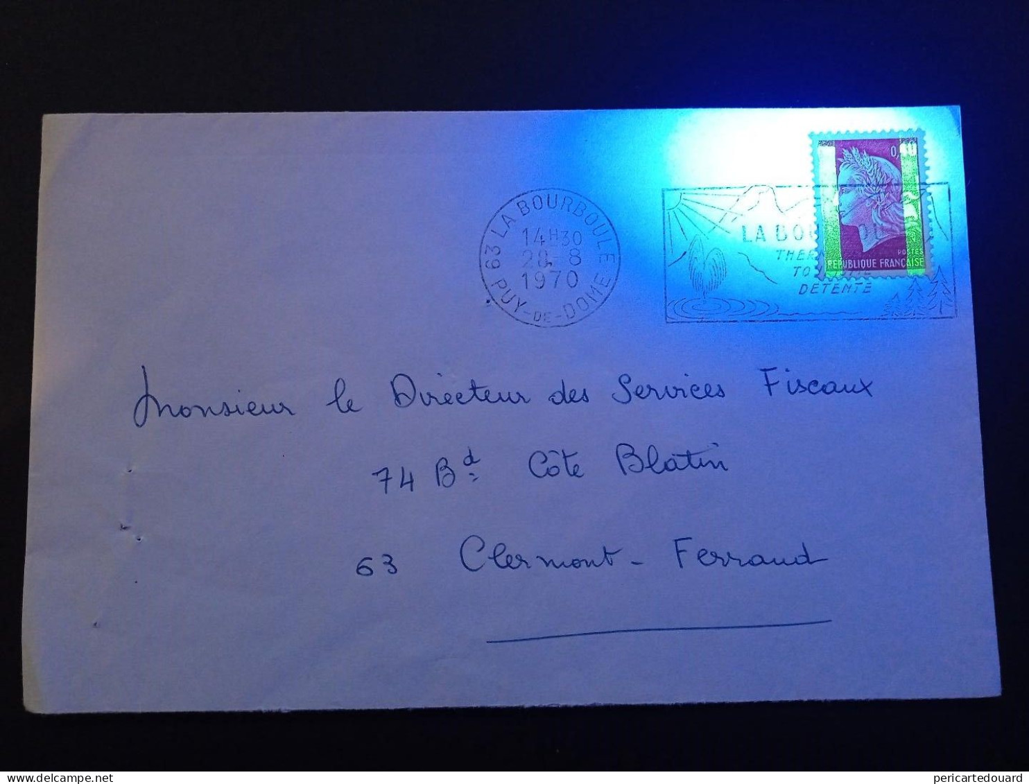 1536Ba Marianne De Cheffer Sur Lettre De La Bourboule  Puy De Dôme. 2 Bandes Phospho - 1967-1970 Maríanne De Cheffer