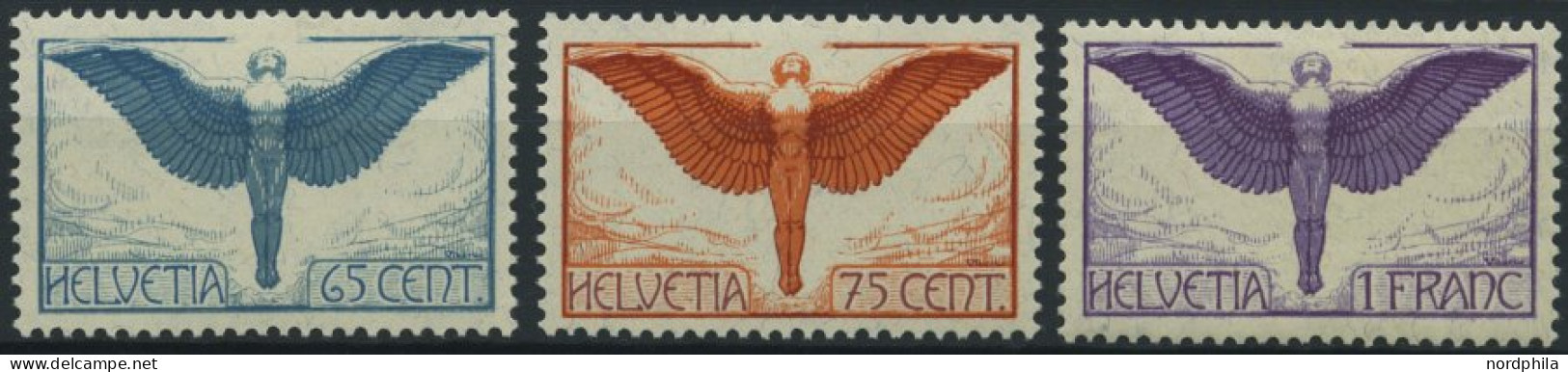 SCHWEIZ BUNDESPOST 189-91x *, 1924, Flugpostmarken, Gewöhnliches Papier, Falzrest, Prachtsatz - Unused Stamps