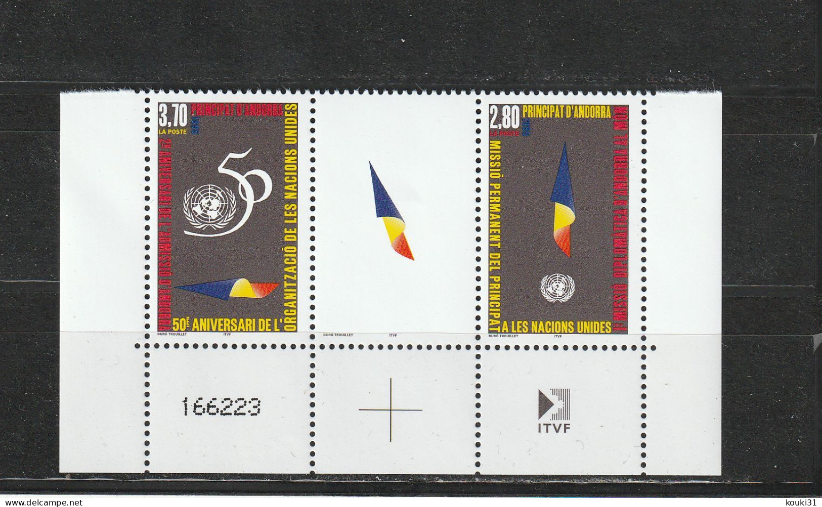 Andorre YT 465A ** : ONU , Drapeau - 1995 - Unused Stamps