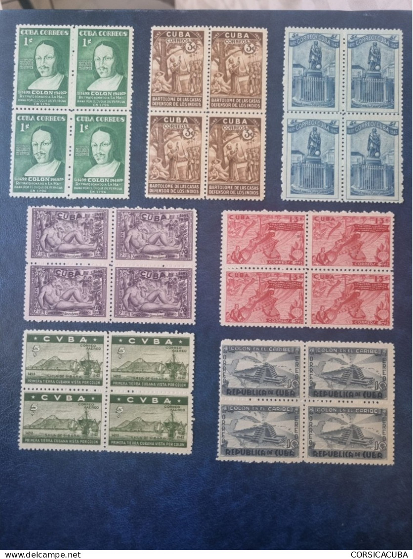 CUBA  NEUF  1944  ANI.  450  DEL   DESCUBRIMIENTO  DE  AMERICA  //  PARFAIT  ETAT  //  1er  CHOIX  // Bloc De 4 - Unused Stamps