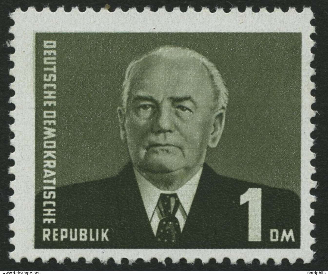 DDR 622a **, 1957, 1 DM Schwarzgraugrün Pieck, Wz. 3X, Pracht, Kurzbefund Schönherr, Mi. 400.- - Used Stamps