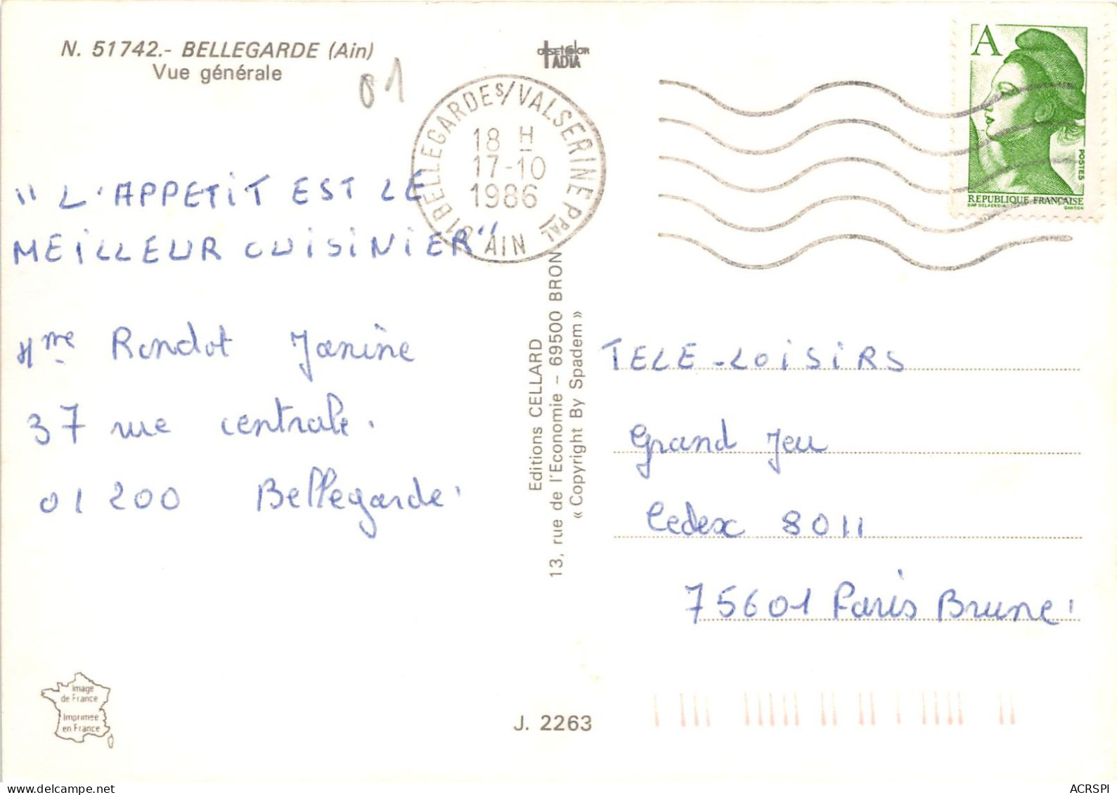 BELLEGARDE Vue Generale 27(scan Recto-verso) MA2253 - Bellegarde-sur-Valserine