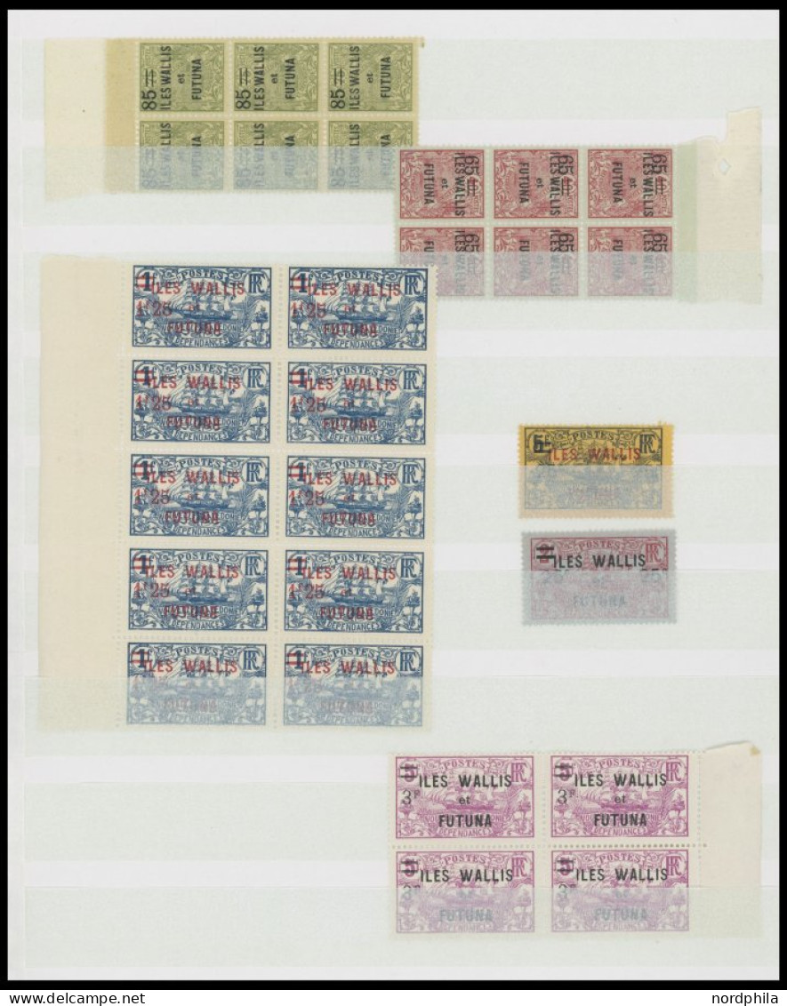 WALLIS- UND FUTUNA-INSELN **,* , 1920-40, Fast Nur Postfrische Partie Mit überwiegend Blockstücken, Prachterhaltung - Unused Stamps