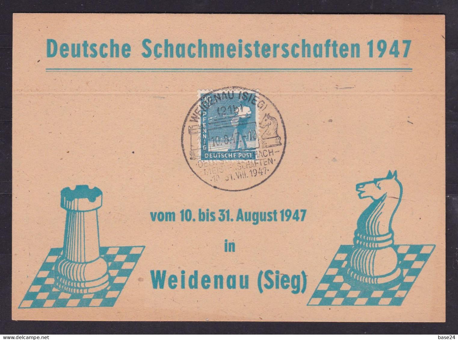 1947 Germania Germany CAMPIONATO TEDESCO DI SCACCHI WEIDENAU DEUTSCHE SCHACHMEISTERSCHAFTEN Foglietto CHESS CHAMPIONSHIP - Echecs