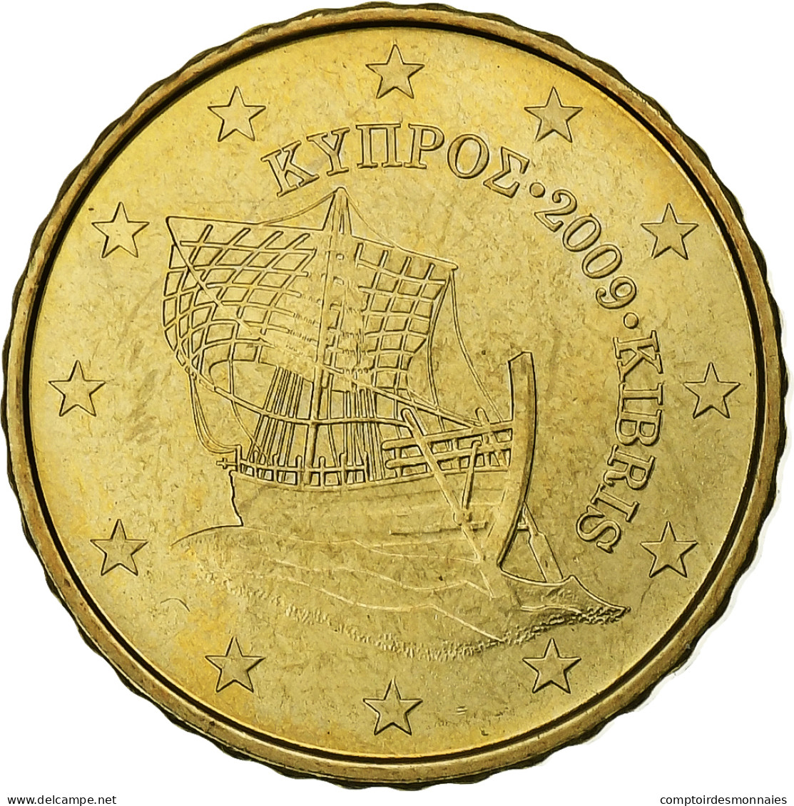 Chypre, 10 Euro Cent, 2009, SUP, Laiton, KM:81 - Chipre