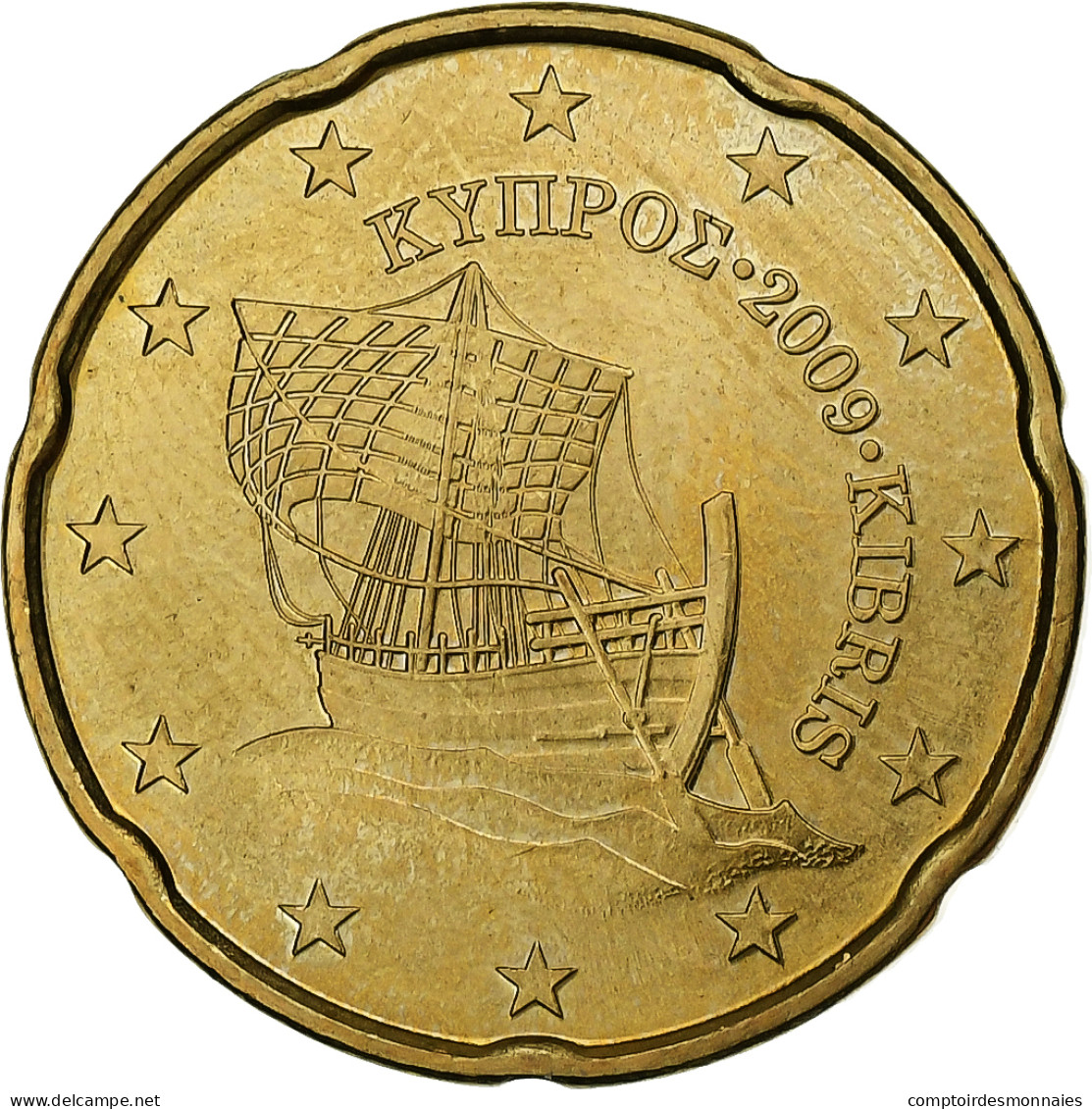 Chypre, 20 Euro Cent, 2009, SUP, Laiton, KM:82 - Chypre