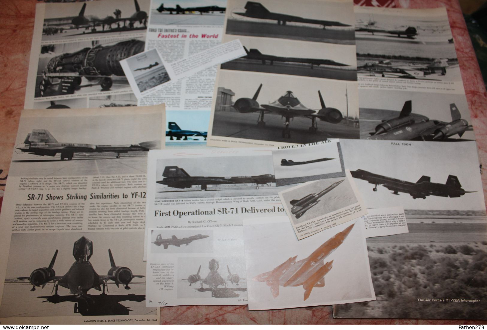 Lot De 142g D'anciennes Coupures De Presse Des Aéronefs Américains Lockheed A-12 Oxcart Et SR-71 Blackbird - Fliegerei