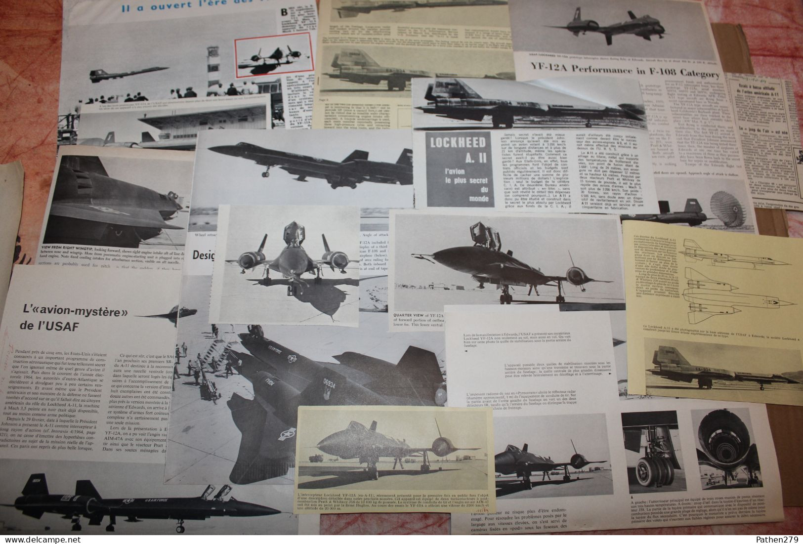 Lot De 142g D'anciennes Coupures De Presse Des Aéronefs Américains Lockheed A-12 Oxcart Et SR-71 Blackbird - Fliegerei