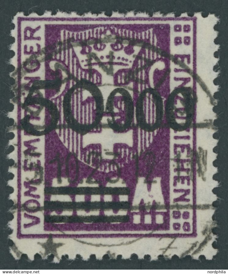 PORTOMARKEN P 28II O, 1923, 50000 Auf 500 M Dkl`purpur, Aufdruck Glänzend, Zeitgerechte Entwertung DANZIG, Pracht, Fotoa - Postage Due